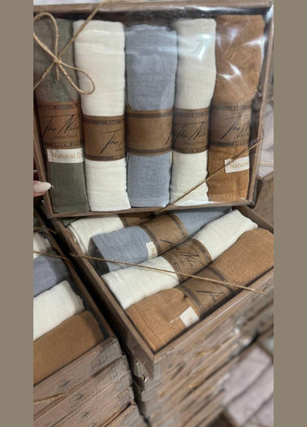 Кухонные полотенца льняные 5 шт 45x60 см (П4Кmur-kuhnya-004) No Brand однотонный комбинированный