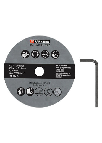 Акумуляторна кутова шліфувальна машина болгарка 12 В PWSA 12 B1 без АКБ та ЗУ Parkside (365591497)