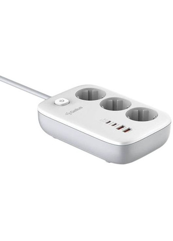 Мережевий фільтр GP-PS-003 T-Power 3 розетки + 4 USB порти 13A 65W White Gelius (330224430)