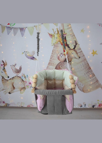 Подвесные качели Мальвинка с матрасом, сиденье из велюра! качели для детей No Brand (316221735)