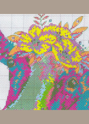 Набір для вишивання за нанесеною на канву схемою "Beautiful cow" . AIDA 14CT printed, 38*38 см Joy Sunday (313613288)