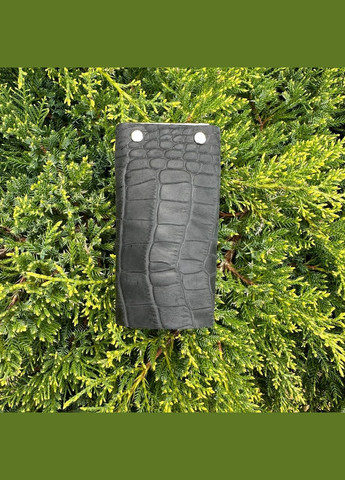 Шкіряна ключниця під рептилію матова чорна No Brand (301873285)