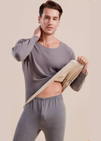 Термобелье мужское бесшовное флисовое серое размер No Brand (307175266)