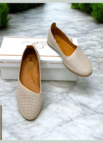 Жіночі балетки | бежеві натуральна шкіра (325696487)