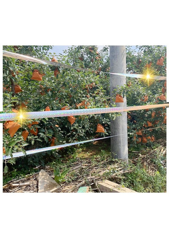 Світловідбиваюча райдужна стрічка для відлякування птахів 50 м для захисту саду, ягід і розсади No Brand (371915000)