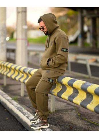 Чоловічий зимовий спортивний костюм Stone Island тринитка на флісі хакі Freedom (368778896)