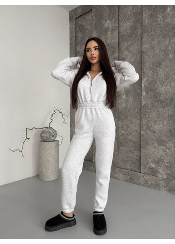 Комбинезон из трехнитки премиум качества ЗАМЕР В ОПИСАНИИ DK/DL Мода без кордонів однотонный серый повседневный трехнитка