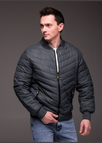 Серая демисезонная весенняя куртка-бомбер с утеплением Vakko