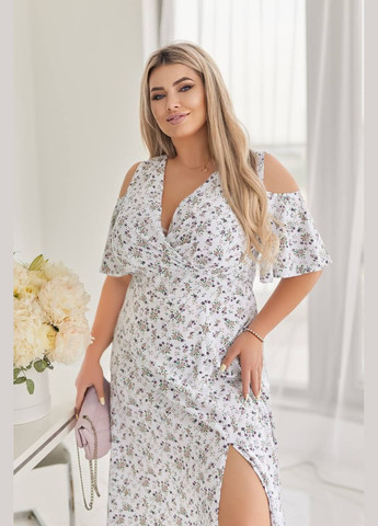 Молочна повсякденний, кежуал жіноча сукня а-силует Style Point з квітковим принтом