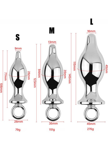 Анальная пробка усилена с кольцом для карабина, Металл, размер – M, OKOVA (315149265)