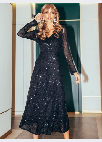 Чорна вечірня сукня-кльош у вечірньому стилі чорна Dressa однотонна