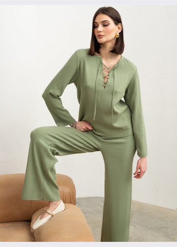 вязаный костюм цвета хаки с брюками Dressa (324103500)