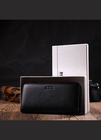 Женский кошелек из натуральной гладкой кожи с монетницей 22054 Черный Bond (306881474)