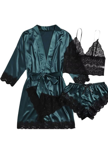 Зелена всесезон жіночий піжамний комплект для дому та сну four good friends (1936-42-01) майка + шорти Macarena