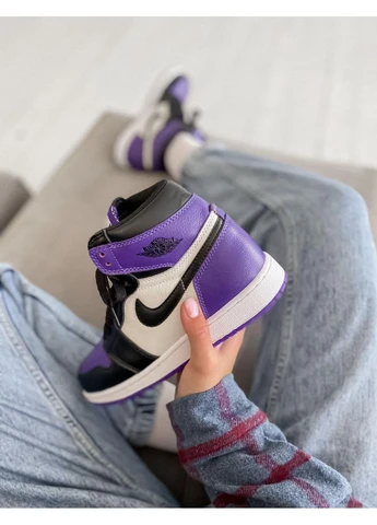 Білі літні кросівки nike air jordan 1 retro mid violet white black найк аір джордан No Brand