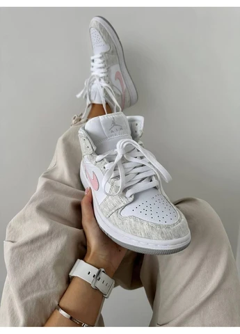 КРОСІВКИ ЖІНОЧІ NIKE AIR JORDAN 1 MID HEATHER GREY PINK НАЙК АІР ДЖОРДАН СІРІ No Brand сірі демісезони (392022061)
