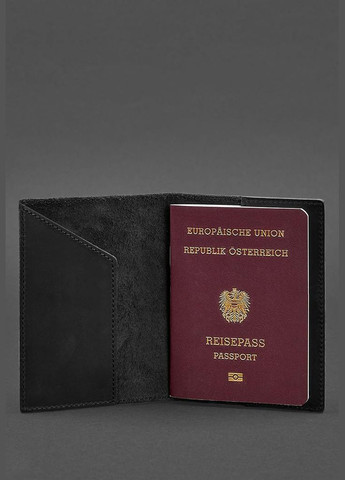 Кожаный переплет для паспорта с австрийским гербом черный Crazy Horse (A-027221) BlankNote (329186835)