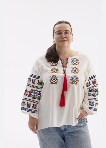 Біла жіноча вишиванка "подільська" MEREZHKA візерунок орнамент льон (315731897)