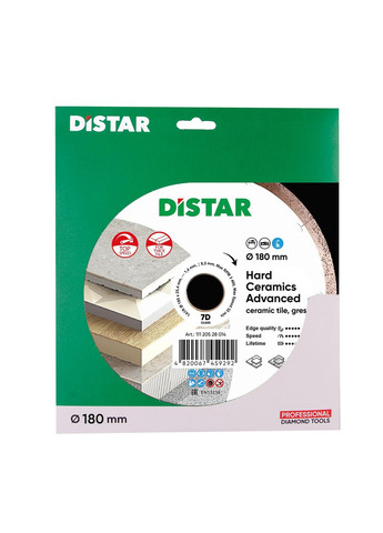 Алмазний диск 1A1R Hard ceramics Advanced (180 х 1.4 мм, 25.4 мм) відрізний круг 11120528014 (10228) Distar (286423585)