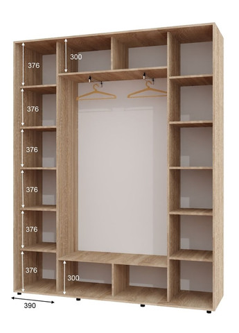 Шафа-купе тридверна 200*45*220 см Дуб Сонома 3 двері ДСП ШК-05 Алекса (356770864)