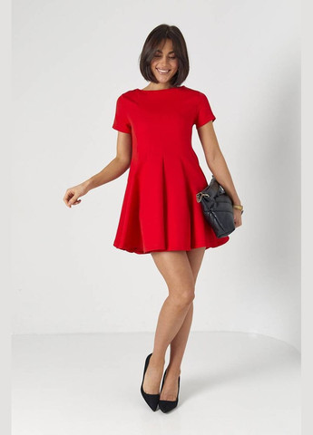 Червона повсякденний жіноча міні-сукня з короткими рукавами Lurex однотонна