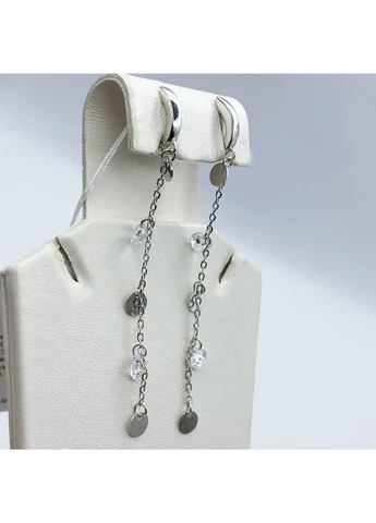 Сережки срібні з кубічним цирконієм "Монетки" 3,88 г No Brand (382676951)