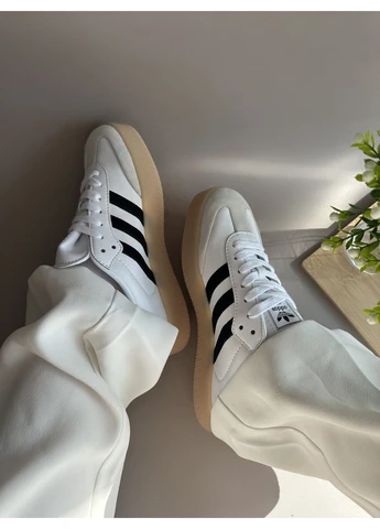 Білі літні кросівки adidas samba xlg white black адідас самба No Brand