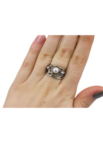 Кільце срібне з перлами та цирконієм Мацеста 2170016, розмір No Brand (316397575)