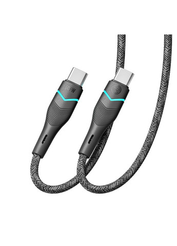 Кабель USB RC-RL15 RGB Light Type-C to Type-C 60W 1.2m Чорний No Brand (317631472)