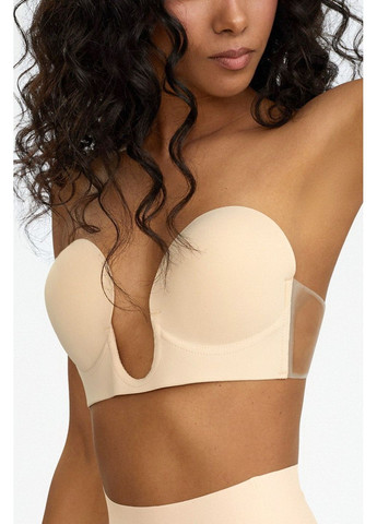 Бежевый бюстгальтер силиконовый с глубоким декольте vibra Julimex полиамид, эластан