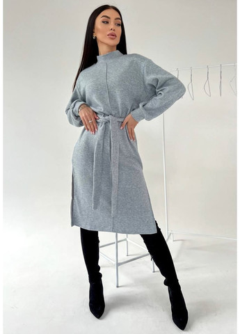 Серое платье турецкое двухстороннее ангора пояс в комплекте No Brand