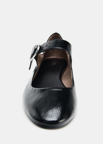 Жіночі балетки Zara | чорні однотонні натуральна шкіра (367086535)