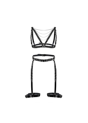 Сексуальний набір гартери та портупея Art of Sex — Geneva прикрашені кільцями, Натуральна шкіра, раз No Brand (303888492)