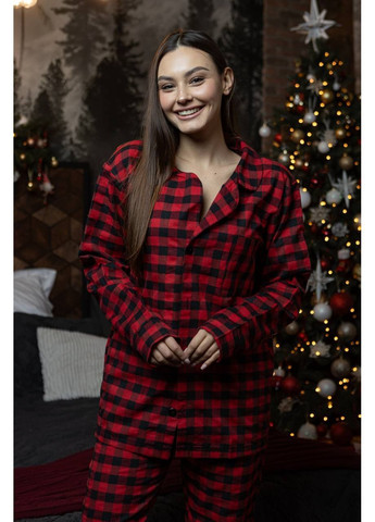 Красная пижама фланелевая женская зеленая No Brand