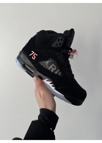 Черные летние кроссовки nike air jordan 5 retro black/blue найк аир джордан No Brand