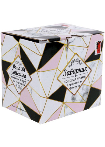 Кружка-заварник "Рожевий зигзаг" 380мл, з металевим ситом Bona (372175980)