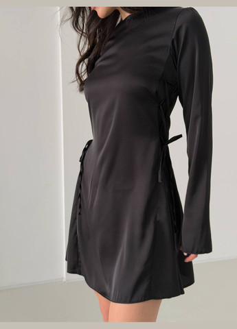 Чорна святковий, вечірня жіноча шовкова сукня No Brand однотонна