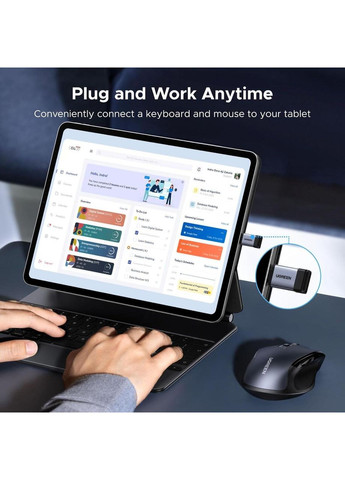 Адаптер-перехідник Type-C to USB 3.2, 10Gbps, Gray Ugreen (361072350)