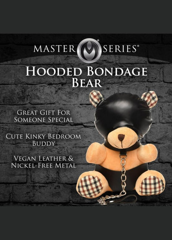 Плюшевый мишка HOODED Teddy Bear БДСМ в кожаном капюшоне с поводком, 23x16x12 см. Master Series (369946034)