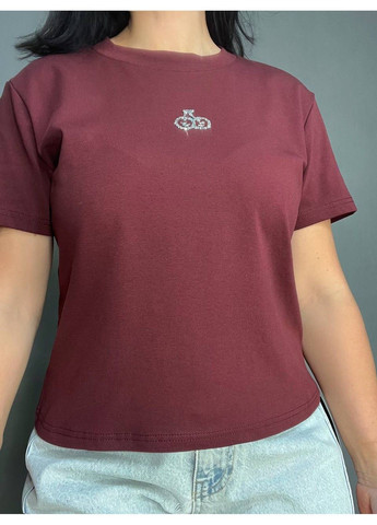 Футболка женская A-N 911-20 средняя длина вишня камушки one size No Brand - (318828259)