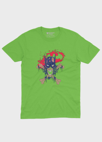 Салатова демісезонна футболка для дівчинки з принтом супергероя - бетмен (ts001-1-kiw-006-003-038-g) Modno