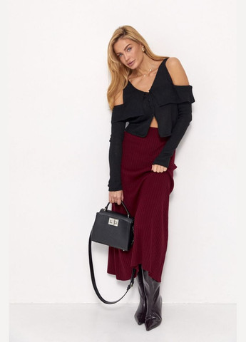 Черный зимний женский вязаный пуловер с открытыми плечами 6118 пуловер Lurex