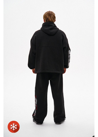 Чоловіче худі з вшитою балаклавою та вишивкою, чорне ТУР (372519850)