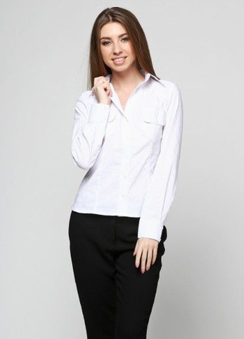 Белая женская рубашка с карманами P73 2 Льва (342414986)