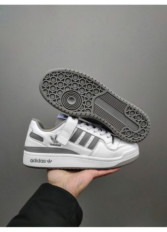 Серые демисезонные кроссовки мужские adidas forum refined white grey адидас форум No Brand