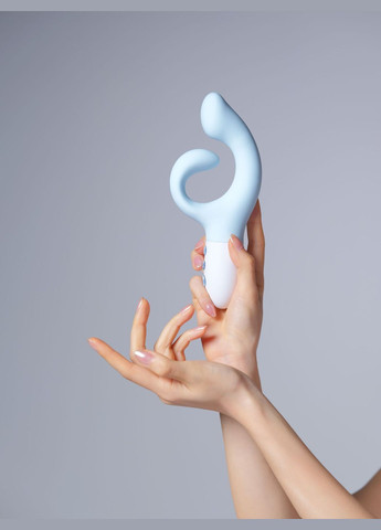 Вібратор-кролик для точки G KISTOY Big G Blue, вигнутий відросток, автоматичний підігрів KissToy (335394556)