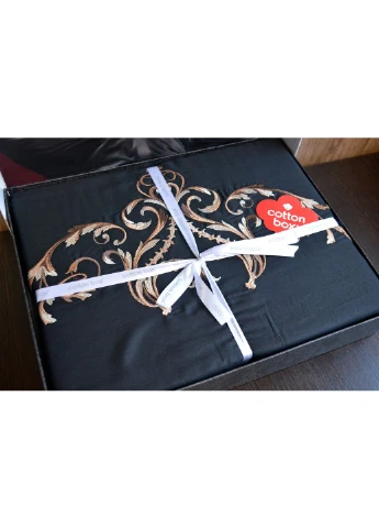 Комплект постільної білизни з вишивкою Brode Saten 200×220 Sarita Bordo Cotton Box (393825486)