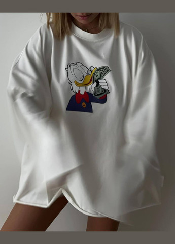 Молочний лонгслів з принтом на грудях, тканина турецький кулір, універсальний розмір – стиль та комфорт на кожен день No Brand (315724143)