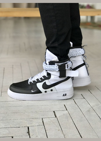 Чорно-білі всесезон кросівки чоловічі nike air force 1 sf black white | найк аір форс 1 сф чорно-білі No Brand
