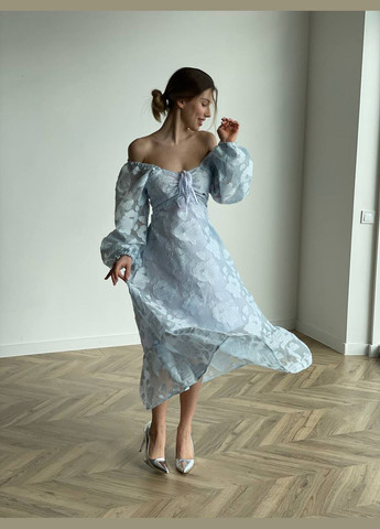 Блакитна кежуал сукня максі з органзи Adelante однотонна